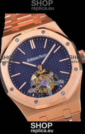 Audemars Piguet Royal Oak Tourbillon 41mm Blue Dial in 904L Steel Rose Gold Casing