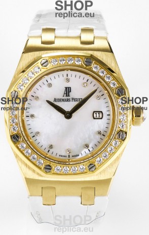 Audemars Piguet Royal Oak 33MM Rose Gold Quartz Rose Gold Pearl Dial Swiss Replica Watch