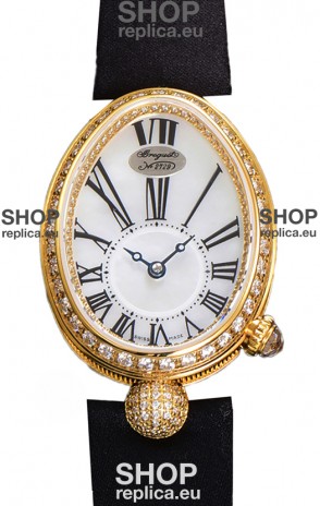 Breguet Reine De Naples Ladies Yellow Gold Black Fabric Swiss 1:1 Edition Replica Watch