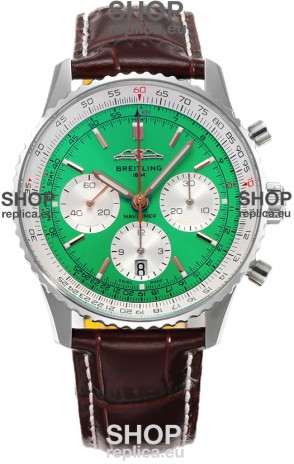Breitling Navitimer B01 Chronograph 43 Green Dial - 904L Steel Casing 1:1 Mirror Swiss Replica