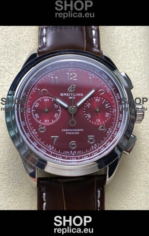Breitling Premier B01 Chronograph 42 Edition Steel Casing Maroon Dial - 1:1 Mirror Replica Watch