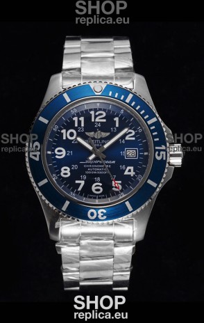 Breitling SuperOcean II 44mm 904L Steel Case 1:1 Mirror Replica Watch in Blue Dial 