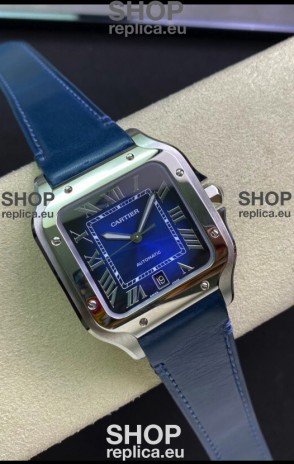 Santos De Cartier Stainless Steel Casing 1:1 Mirror Swiss Replica Watch Blue Dial 40MM