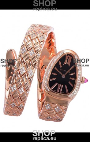 Bvlgari Serpenti Edition Rose Gold Casing Black Dial Watch in 1:1 Mirror Quality