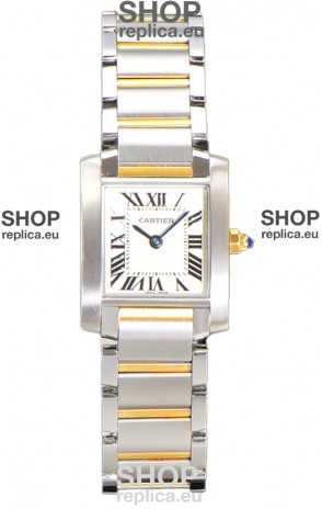 Cartier Tank Francaise Yellow Gold Two Tone Swiss Quartz Replica Watch 25.70MM