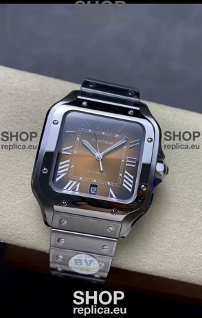 Cartier Santos De Cartier 904L Steel Brown Dial 1:1 Mirror Replica - 40MM Stainless Steel Watch