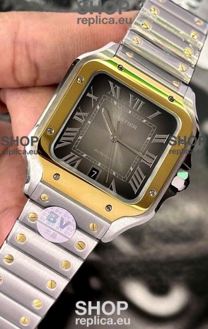 Cartier Santos De Cartier 904L Steel Brown Dial Two Tone 1:1 Mirror Replica - 40MM Stainless Steel Watch