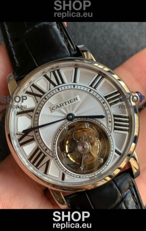 Rotonde De Cartier Flying Tourbillon Swiss Replica Watch in Rose Gold Super Clone Watch