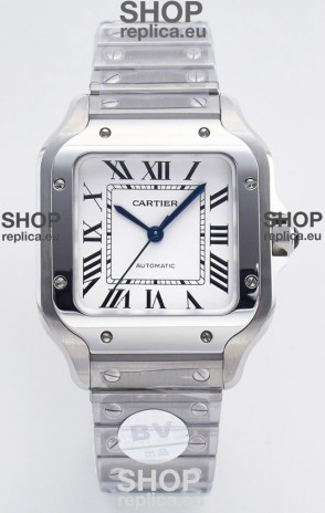 Cartier Santos De Cartier 904L Steel White Dial Super Clone Replica 35MM Watch 