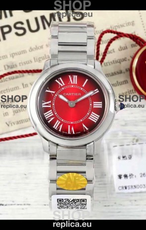 Cartier Ronde Must 29MM Swiss Quartz Red Dial 1:1 Mirror Swiss Replica Watch 
