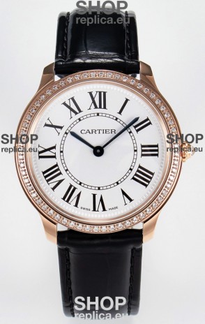 Ronde Louis Cartier Super Clone 36MM Rose Gold Watch in Swiss Quartz Movement