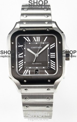 Cartier Santos De Cartier 904L Steel Grey Dial Super Clone Replica 40MM Watch 