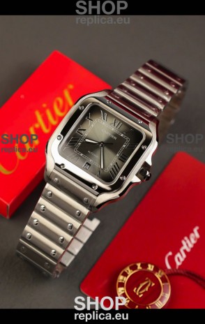 Cartier Santos De Cartier 904L Steel Grey Dial Super Clone Replica 40MM Watch 