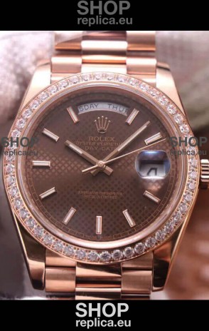 Rolex Day Date Presidential 904L Steel Rose Gold 40MM - Brown Dial 1:1 Mirror Quality Watch