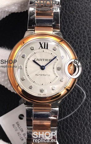 Ballon De Cartier Swiss Quartz 1:1 Mirror Quality 28MM in Two Tone Rose Gold Casing