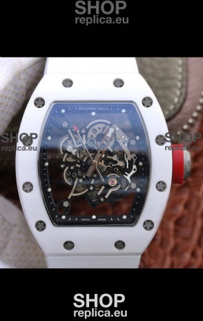 Richard Mille RM055 Ceramic Casing 1:1 Mirror Replica Watch in White Strap 