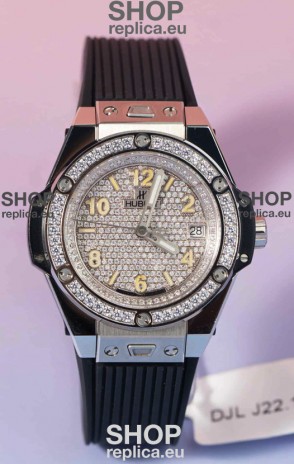 Hublot Big Bang One Click Mossanites Paved Dial Swiss Replica Watch