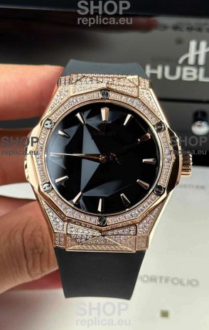 Hublot Classic Fusion Orlinski Diamonds Paved Black Dial Swiss Replica Watch
