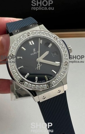 Hublot Classic Fusion Stainless Steel 33MM Blue Dial Swiss Quartz Movement Watch 1:1 Mirror Quality