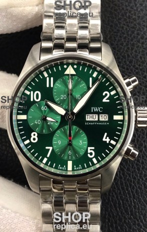 IWC Pilot Chronograph Edition Green Dial in 904L Steel Casing 1:1 Mirror Replica Watch