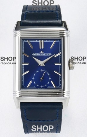 Jaeger-LeCoultre Reverso Super Clone DuoFace Blue/White Steel Replica Watch 
