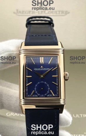 Jaeger-LeCoultre Reverso DuoFace Rose Gold Casing Watch Blue Dial in Swiss Automatic Movement