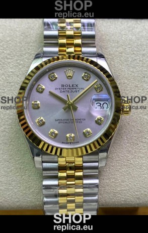 Rolex Datejust 31MM ETA-2671 Movement Swiss Replica in 904L Steel in Silver Dial Yellow Gold 