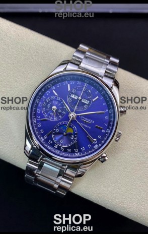 Longines Master Collection REF L2.673.4.92.6 Swiss Replica Watch in Blue Dial Steel Strap