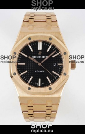 Audemars Piguet Royal Oak 15400 41MM Black Dial 904L Rose Gold CALIBRE 3120 Movement 1:1 Mirror Replica