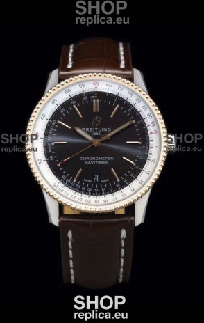 Breitling Navitimer 1 Automatic Swiss Replica Watch in Brown Dial Rose Gold Bezel