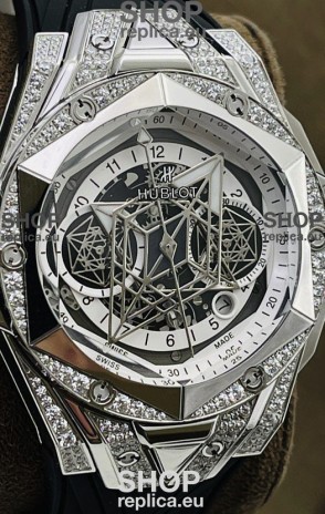 Hublot Big Bang UNICO Sang Bleu II Stainless Steel Diamonds 1:1 Mirror Quality Swiss Replica Watch 