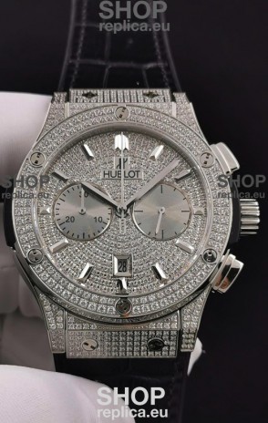 Hublot Classic Fusion Chronograph Steel Diamonds Dial and Casing 1:1 Mirror Replica Watch 