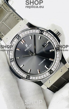 Hublot Classic Fusion Stainless Steel Grey Dial Swiss Replica Watch 1:1 Mirror Quality 