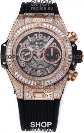 Hublot Big Bang Unico Rose Gold Diamonds Casing 1:1 Mirror Edition Swiss Replica Watch