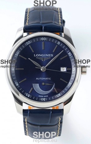 Longines Master Collection Automatic Power Reserve Blue Dial Swiss Replica Watch Leather Strap