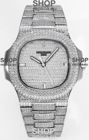 Patek Philippe Nautilus 5711/A Swiss Replica Watch 1:1 Mirror Replica in 904L Steel Diamonds Casing