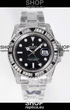 Rolex GMT Masters II Diamonds Swiss watch in 904L Case - 1:1 Mirror Quality