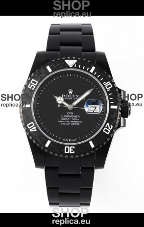 Rolex Submariner DiW DLC Coated Steel Casing Black Ceramic Bezel Edition Watch 
