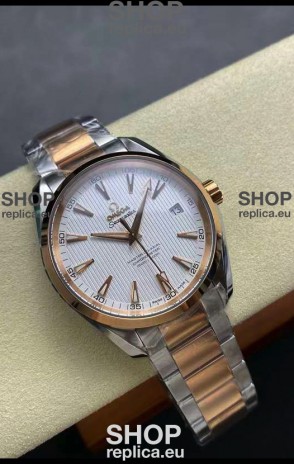 Omega Aqua Terra 150M White Dial 904L Two Tone Rose Gold Casing 1:1 Mirror Replica 41MM 