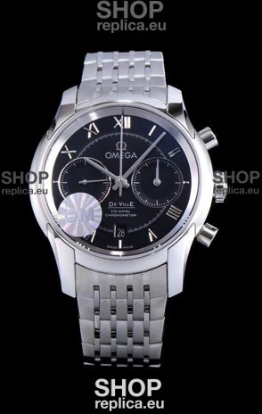 Omega De Ville Chronograph 1:1 Mirror Replica Watch in Black Dial 42MM