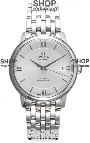 Omega De Ville Co-Axial Chronometer 36.8MM Swiss Replica Watch in Silver Dial 