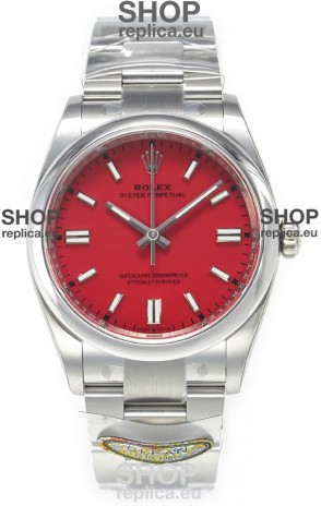 Rolex Oyster Perpetual Super Clone REF#126000 36MM Swiss Movement Swiss Replica Red Dial Swiss Replica