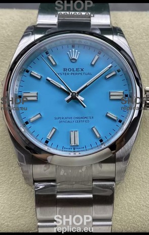Rolex Oyster Perpetual REF# 126000 36MM Swiss Movement Tiffany Blue Dial 904L Steel 1:1 Mirror Replica Watch
