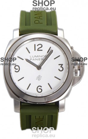 Panerai Luminor Base Logo PAM1087 White Dial 1:1 Mirror Quality - 904L Steel in Rubber Strap