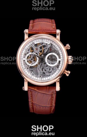 Patek Philippe Complications Skeleton Chronograph Watch in Rose Gold 