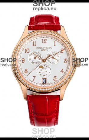 Patek Philippe Complications 4948G Annual Calendar Moonphase White Dial Rose Gold Swiss Replica