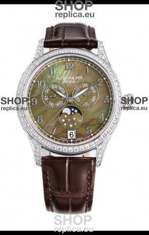 Patek Philippe Complications 4948G Annual Calendar Moonphase Pearl Dial White Gold Swiss Replica 
