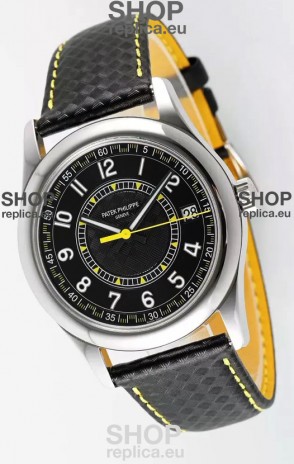 Patek Philippe Calatrava 6007 Black Dial Yellow Hands 904L Steel Casing 1:1 Mirror Replica Watch
