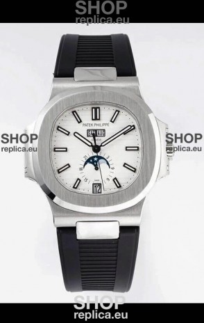 Patek Philippe Nautilus 5726A 1:1 Mirror Swiss Watch White Dial Rubber Strap
