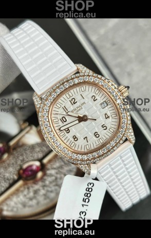 Patek Philippe Superclone Aquanaut 5069R Mossanites Paved Watch in Rose Gold Casing